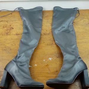 Thigh high heel boots size 8 grey women